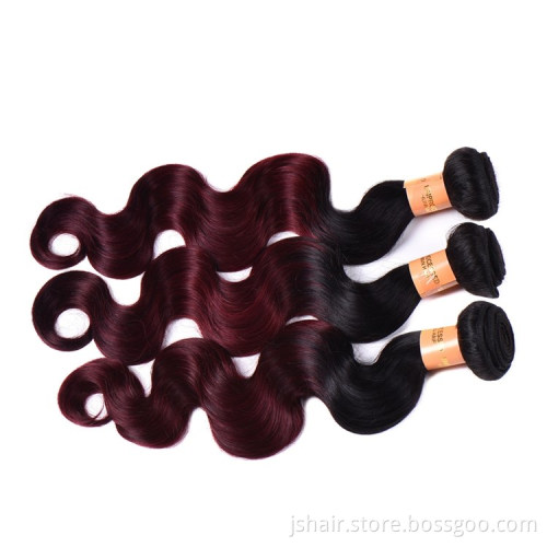 Two Tone Ombre Colored Brazilian hair Weave Bundles, 1B/99J Color Brazilian Body Wave Hair